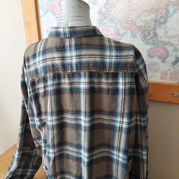Old Navy Oversized Gender-Neutral Patterned Flannel Shirt Gray Olive Size XXXL - Picture 7 of 11